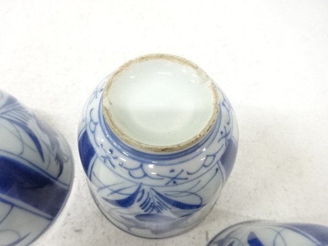  古伊万里　染付　花　蕎麦猪口　4客